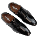 Mens Smart Formal Patent Oxford Black Shoes Shiny Laced Classic Round Toe Dress