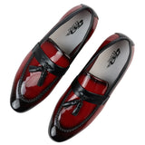 Men's Patent Tassel Slip On Red Loafers