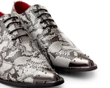 Mens Grey Snakeskin Design Shoes with Metal Toe