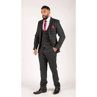 Abito da uomo in tweed a spina di pesce blu navy a quadri vintage, 3 pezzi, nuovo Marc Darcy