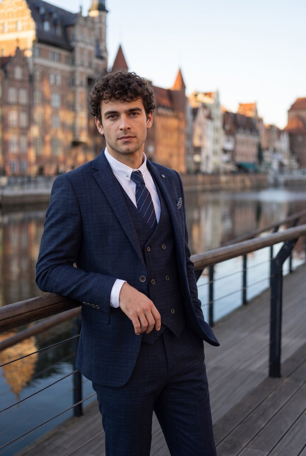 Look #344 styled with Luis - Abito da uomo slim fit a 3 pezzi con motivo a quadri blu