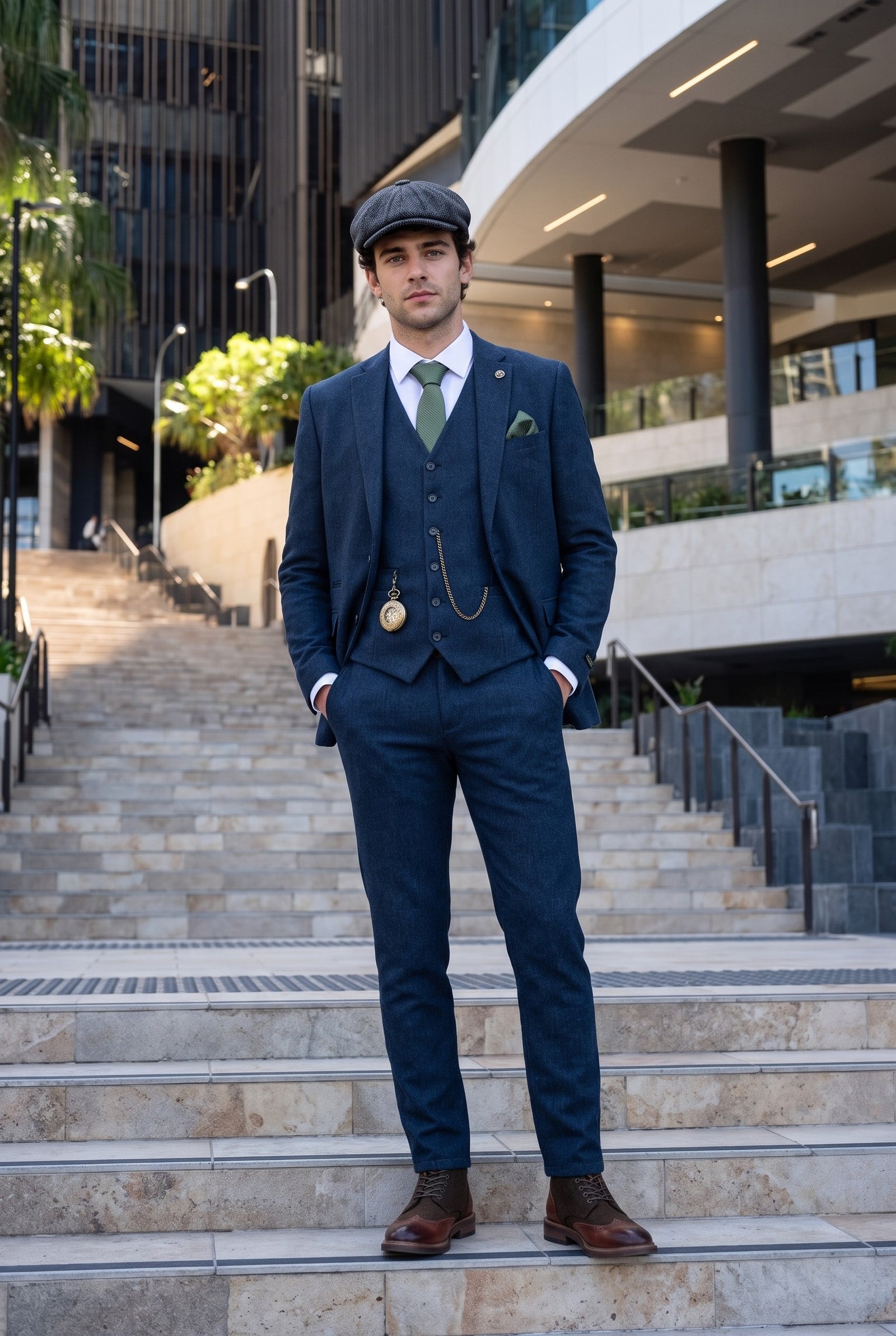 Look #385 styled with Abito da uomo in lana blu navy stile Peaky Blinders