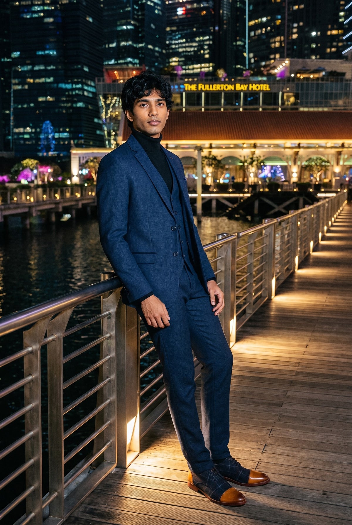 Look #996 styled with Abito da uomo blu navy a 3 pezzi, modello Birdseye, da cerimonia, da ballo, formale, elegante, classico