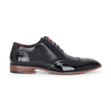 Flynn - Scarpe brogue da uomo in pelle verniciata nera