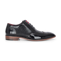 Flynn - Scarpe brogue da uomo in pelle verniciata nera