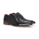 Flynn - Scarpe brogue da uomo in pelle verniciata nera