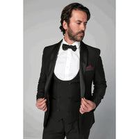 Ford Men's Black 3-Piece Classic Tuxedo Suit with Satin Lapels