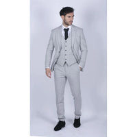 Mens Tweed Light Grey 3 Piece Suit Tailored Fit Classic Vintage 1920s Wedding