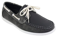 Mens Retro Denim Style Vintage Deck Boat Shoes Smart Casual Laced Navy Washed