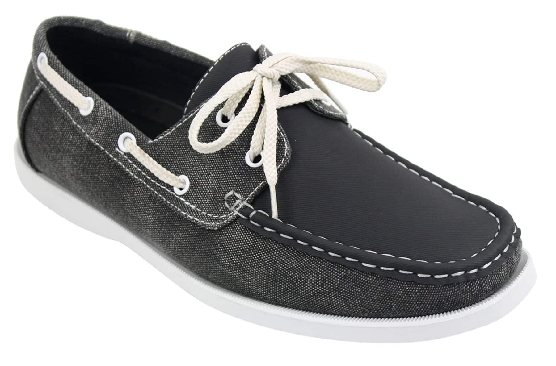 Mens Retro Denim Style Vintage Deck Boat Shoes Smart Casual Laced Navy Washed