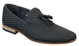 Mens Slip On Tassle Driving Shoes Smart Casual Retro Navy Blue Black Leather Lined