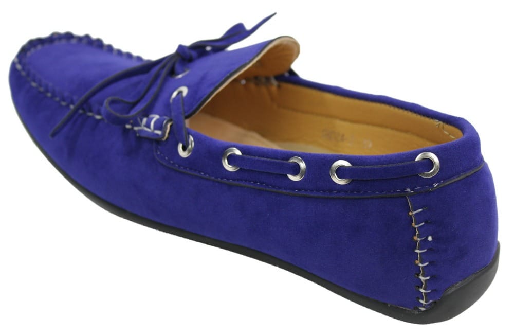 Mens Deck Boat Moccasin Suede Leather Lace Up Shoes Italian Brown Blue