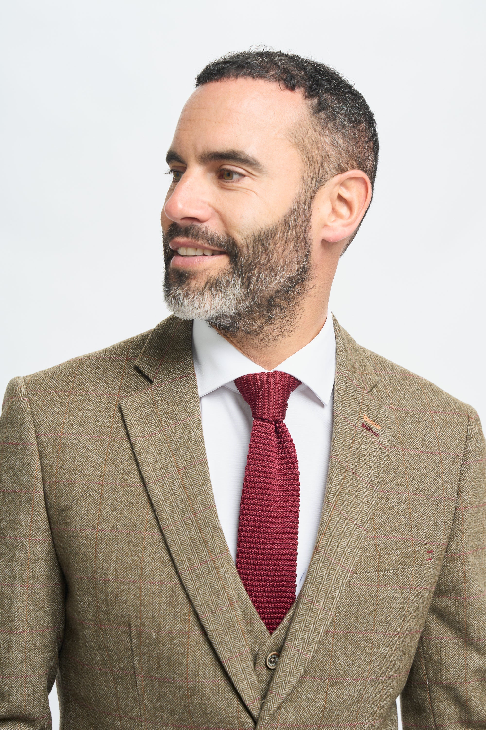 Abito da uomo in tweed a quadri verde oliva