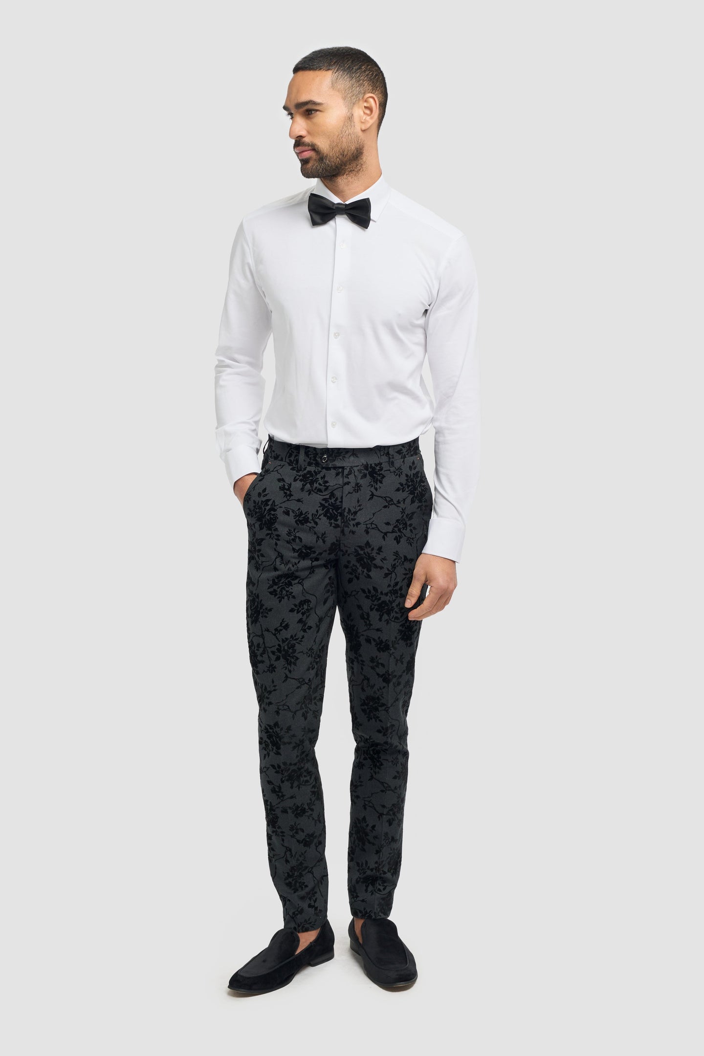 Georgi - Pantaloni neri floreali da uomo