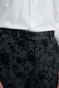 Georgi - Pantaloni neri floreali da uomo
