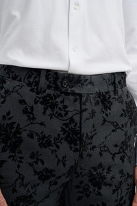 Abito da uomo in velluto nero con motivo paisley, 3 pezzi