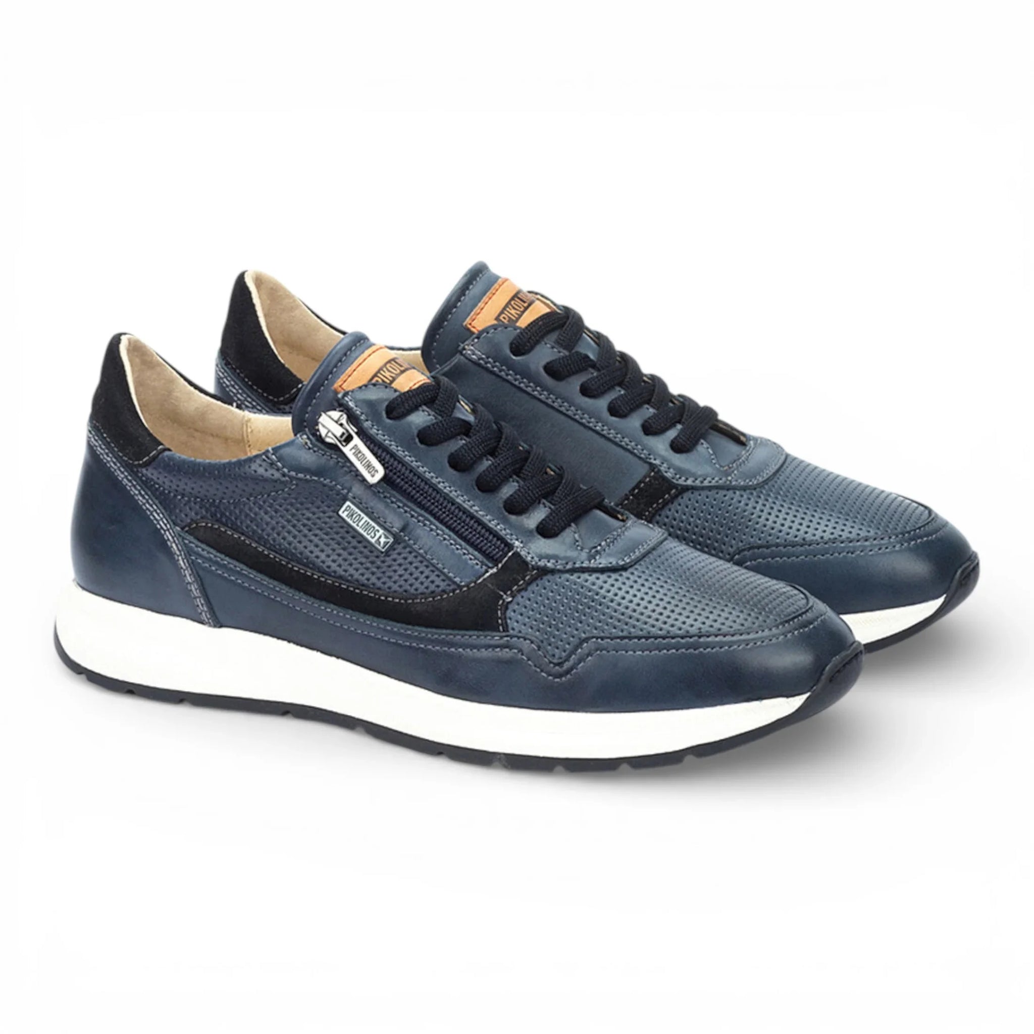 Getafe - Sneakers da uomo in pelle blu, facili da indossare