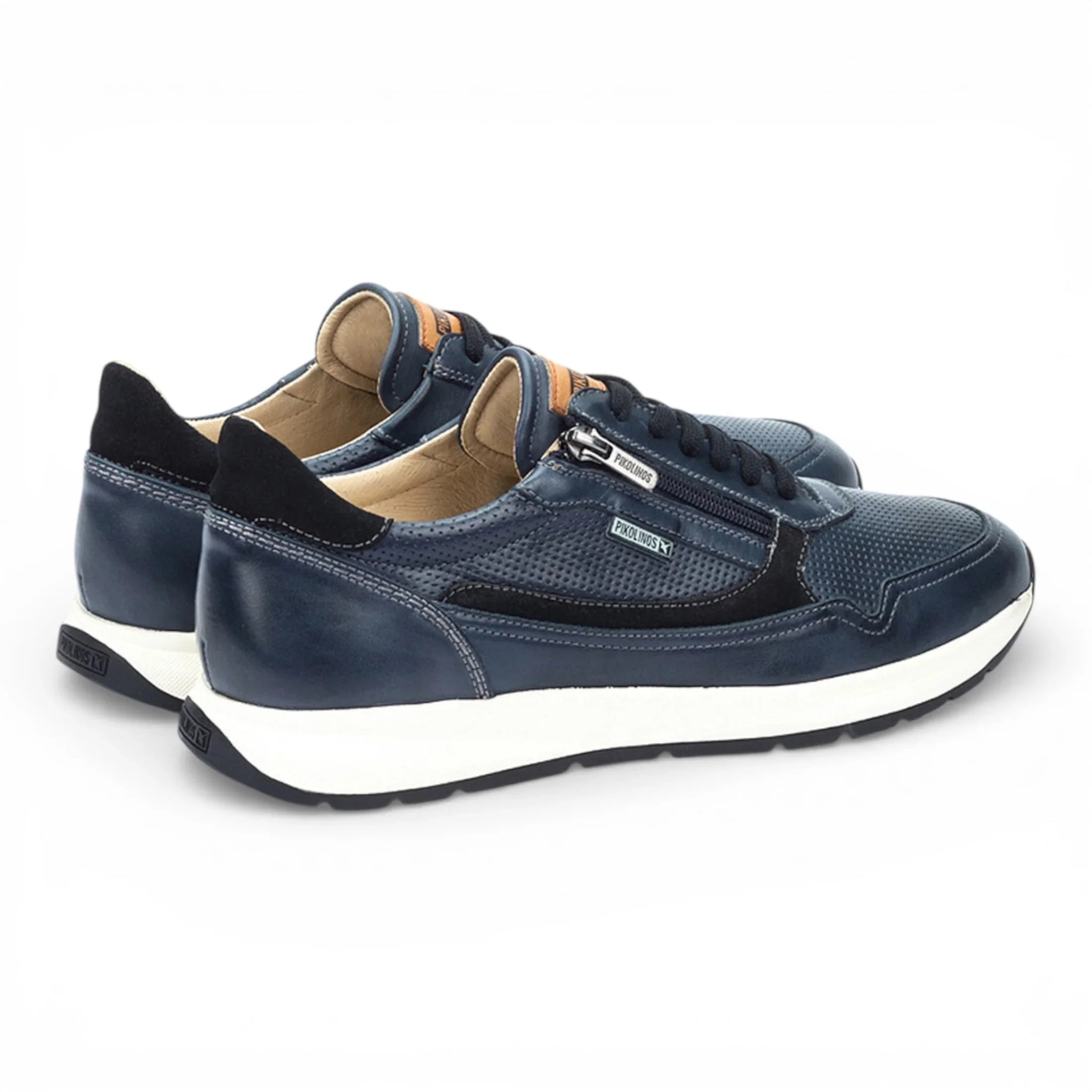 Getafe - Sneakers da uomo in pelle blu, facili da indossare