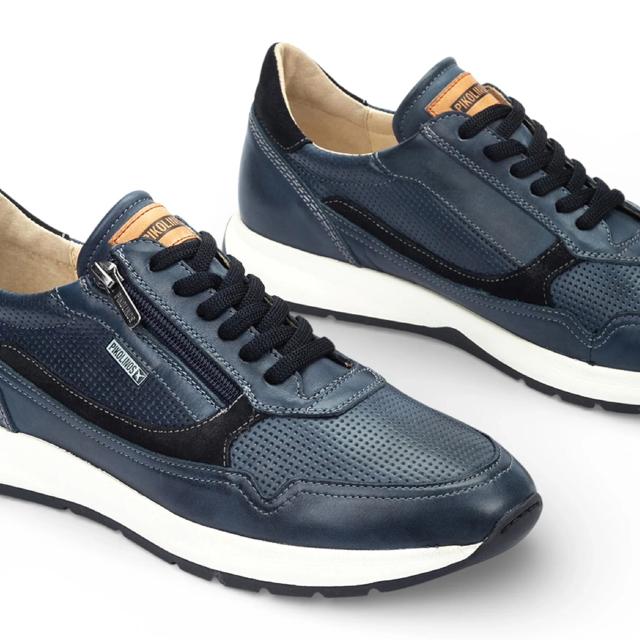 Getafe - Sneakers da uomo in pelle blu, facili da indossare