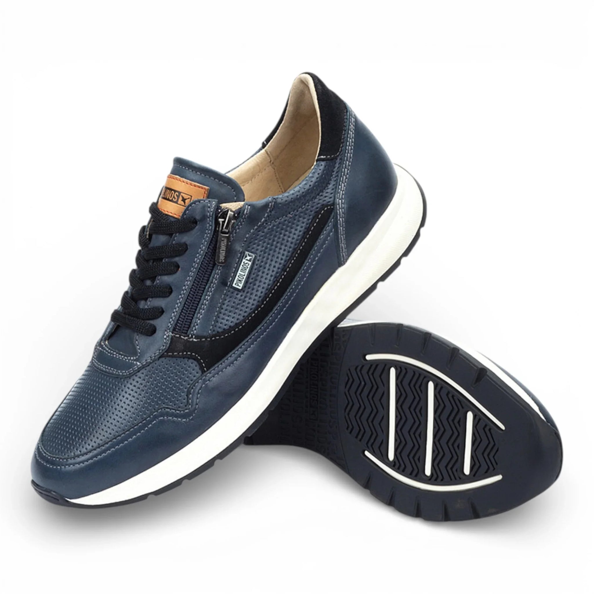 Getafe - Sneakers da uomo in pelle blu, facili da indossare