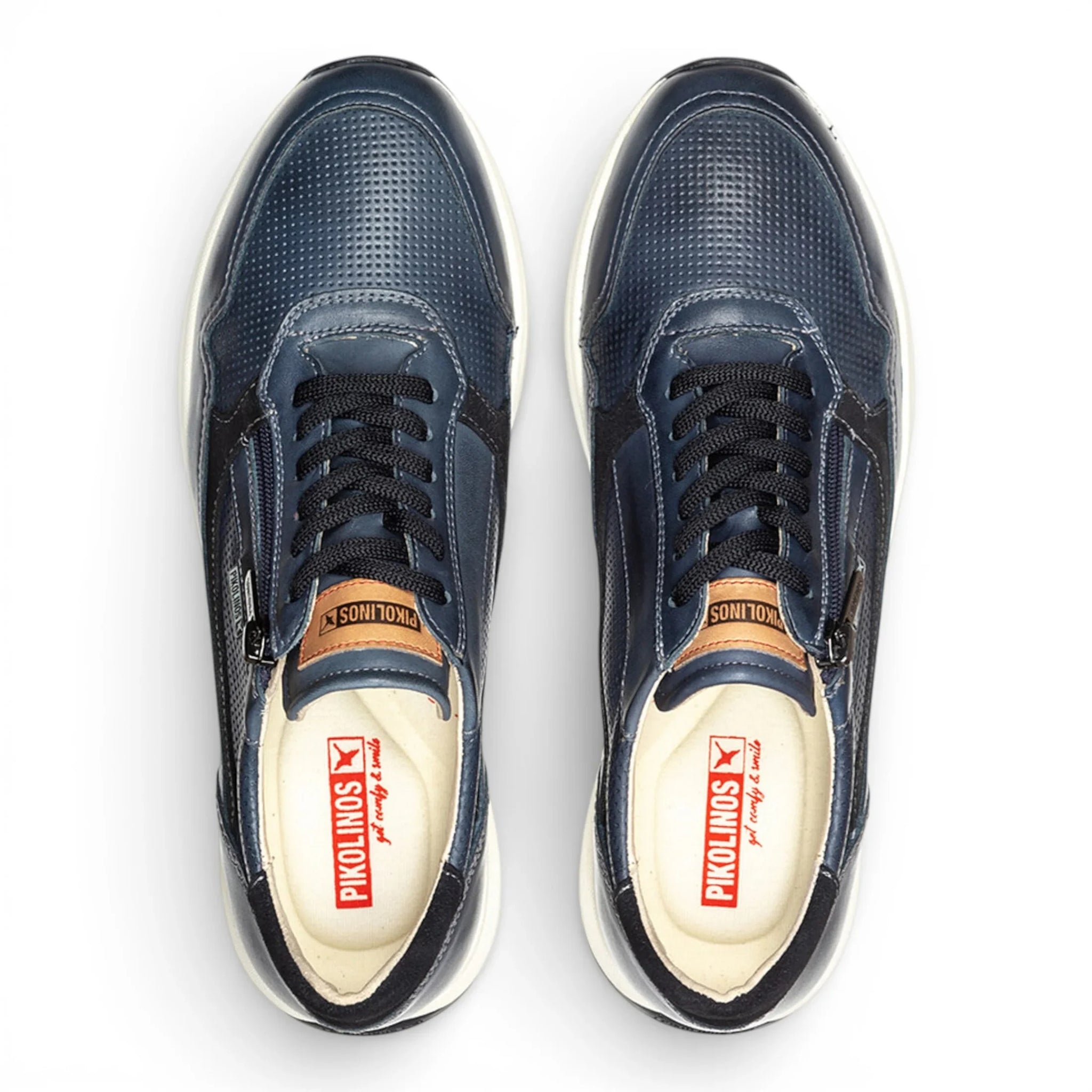 Getafe - Sneakers da uomo in pelle blu, facili da indossare