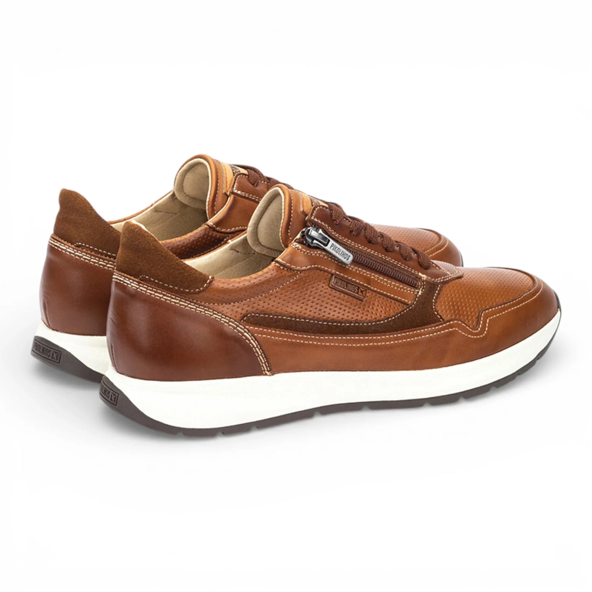 Getafe - Sneakers da uomo in pelle marrone, facili da indossare