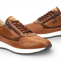 Getafe - Sneakers da uomo in pelle marrone, facili da indossare