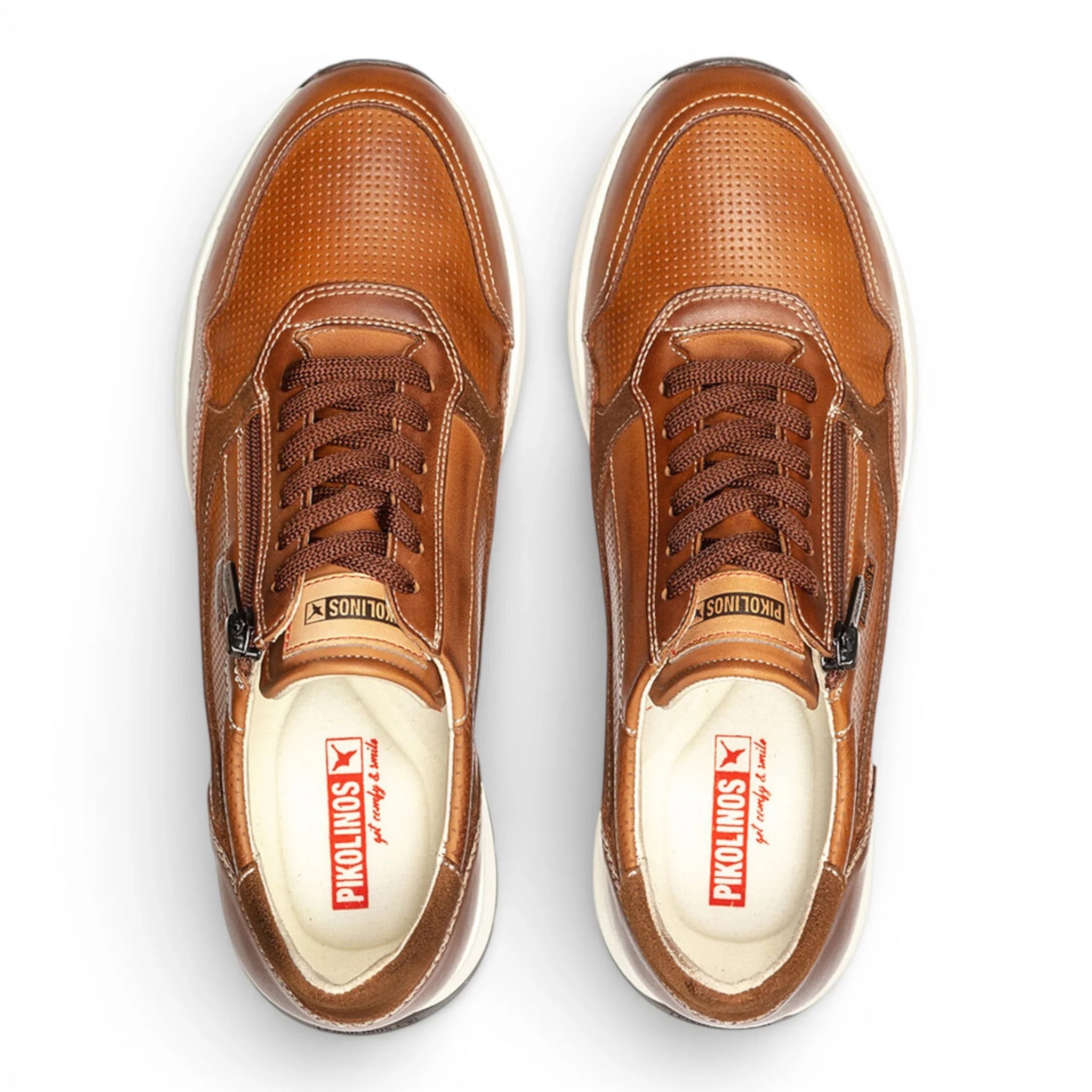 Getafe - Sneakers da uomo in pelle marrone, facili da indossare