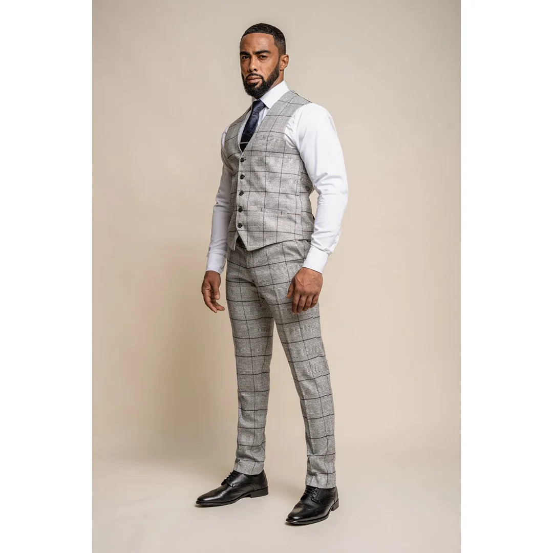 Ghost - Men's Grey Tweed Checked Waistcoat