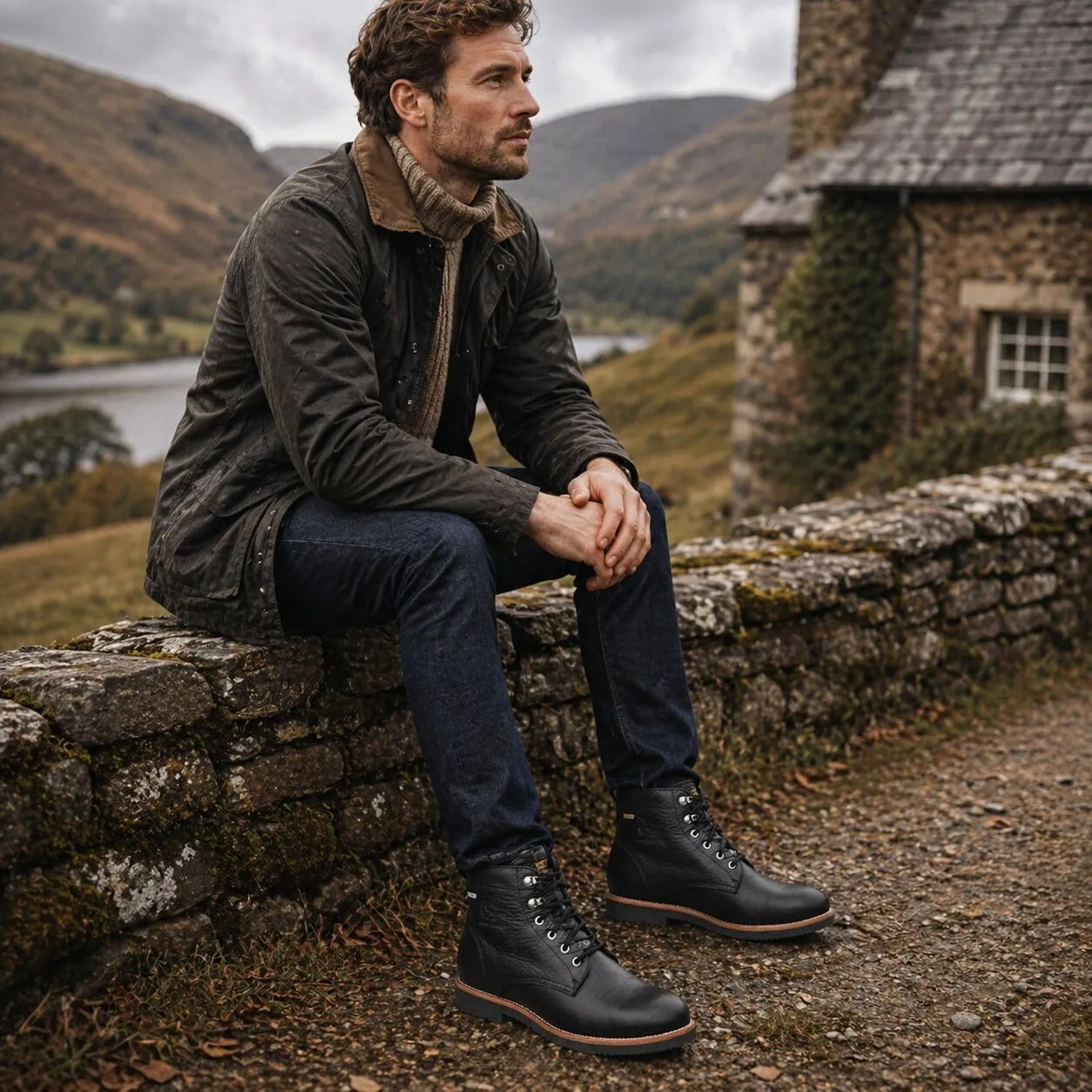 Glasgow GTX C3 - Stivali alla caviglia da uomo in pelle nera impermeabile