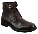 Mens Laced Military Army Casual Ankle Boots Leather Boots Black Brown