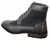 Mens Chelsea Brouge Ankle Boots Leather Suede Italian Smart Casual Laced Retro