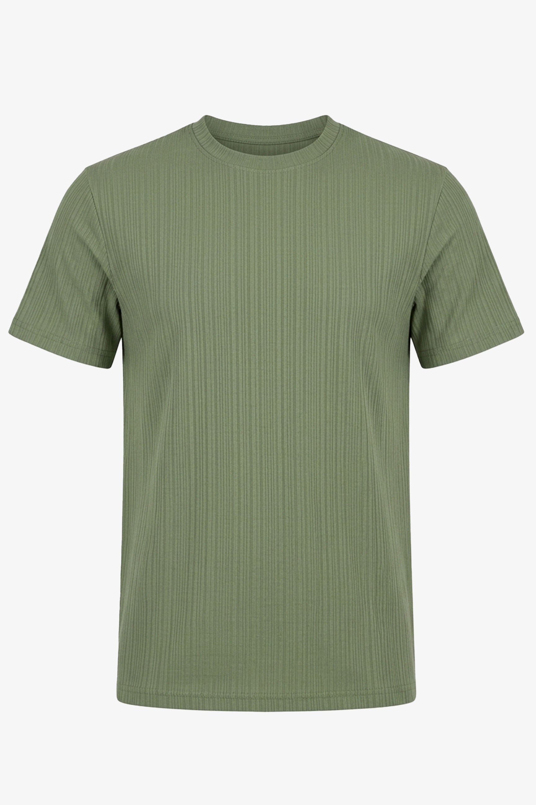 T-shirt classica da uomo a coste verdi