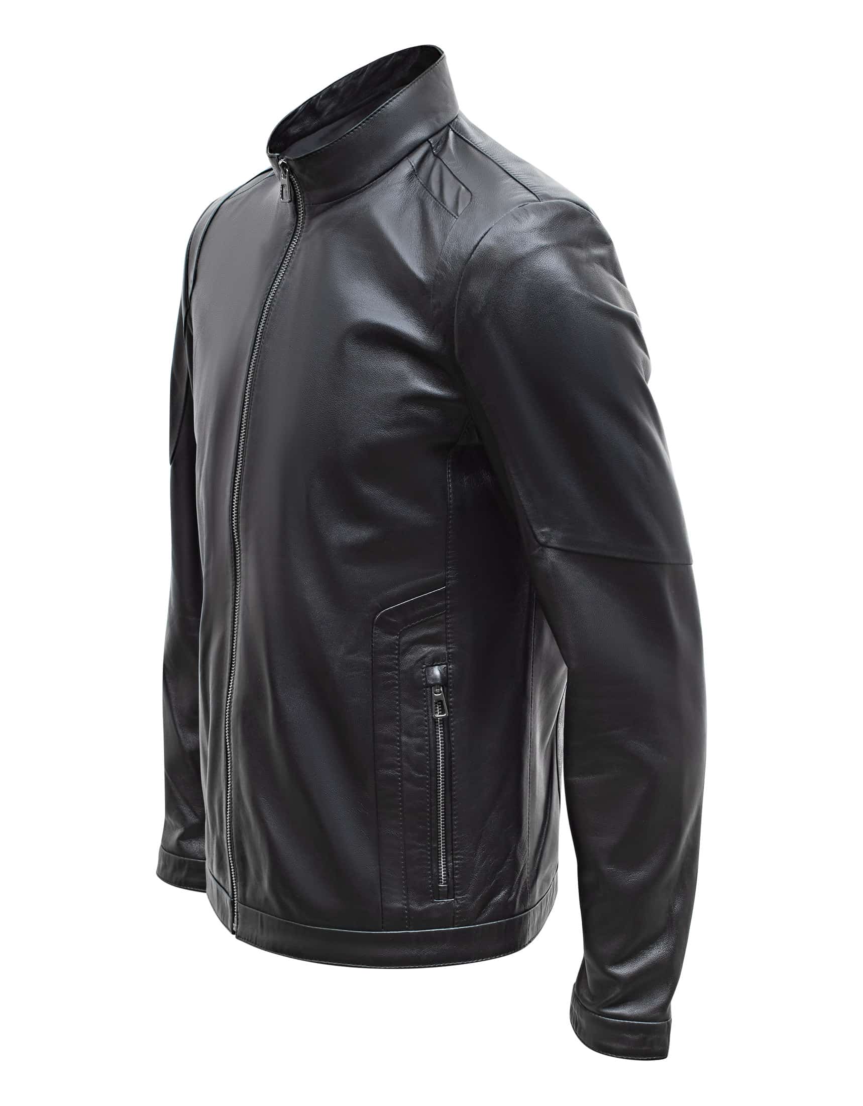 Happy Gentleman B102 - Real Leather Tailored Fit Mens Black Biker Jacket