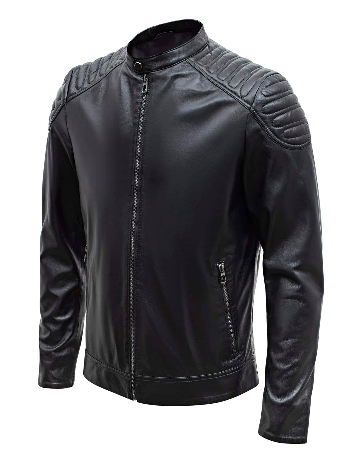 Happy Gentleman B110 - Genuine Real Black Leather Jacket for Men - Slim Fit
