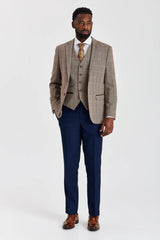 Abito in tweed Harris Brown con pantaloni blu navy Mayfair a contrasto