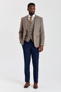 Abito in tweed Harris Brown con pantaloni blu navy Mayfair a contrasto