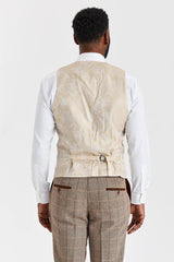 Abito in tweed Harris Brown con gilet color pietra Mayfair.