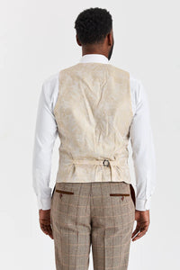 Abito in tweed Harris Brown con gilet color pietra Mayfair.