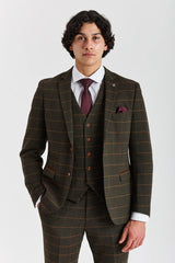 Harris - Abito da uomo a tre pezzi in tweed di misto lana verde