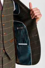 Harris - Abito da uomo a tre pezzi in tweed di misto lana verde