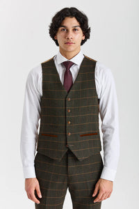 Harris - Abito da uomo a tre pezzi in tweed di misto lana verde