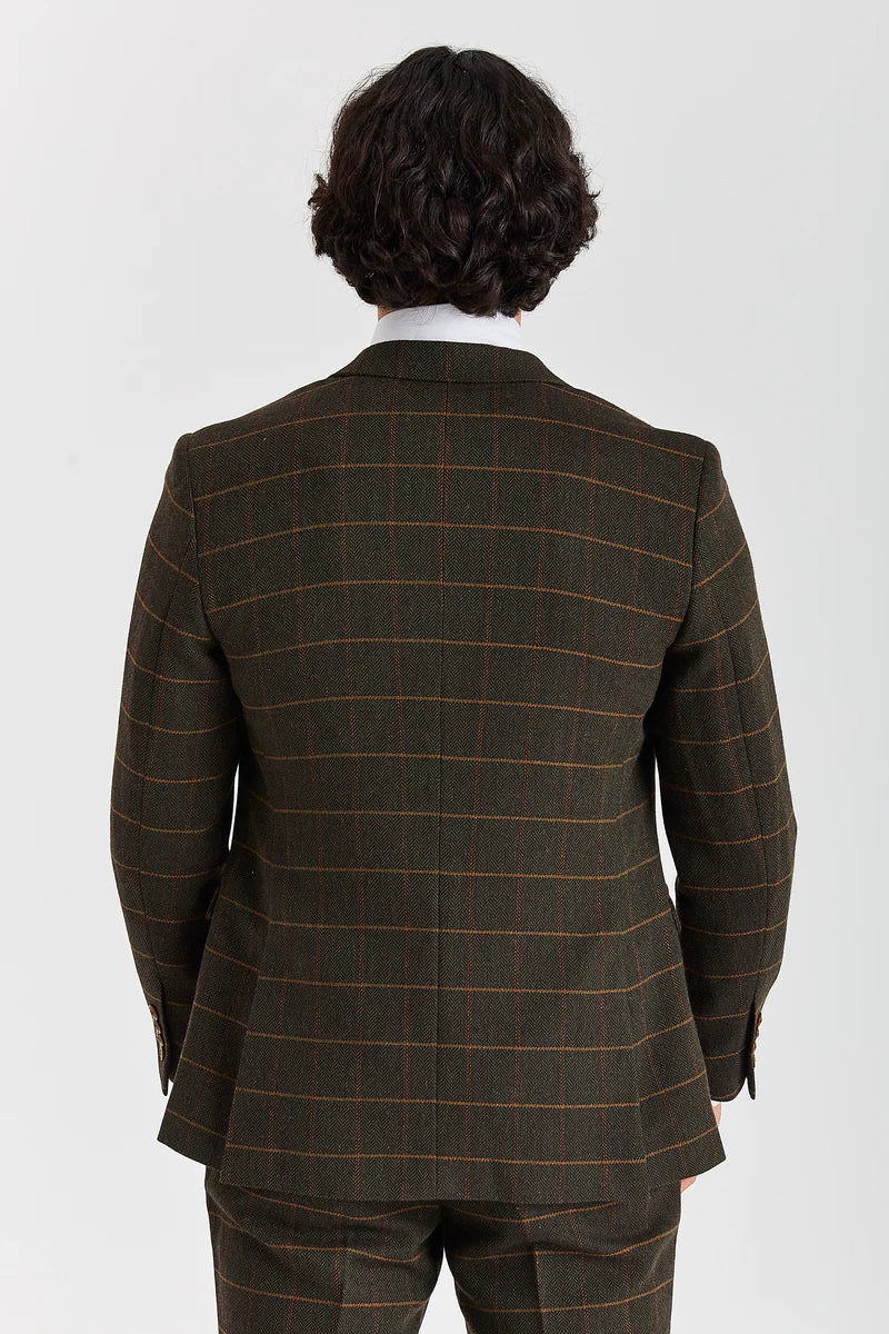 Harris - Abito da uomo a tre pezzi in tweed di misto lana verde
