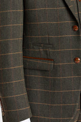 Harris - Blazer in tweed verde a spina di pesce