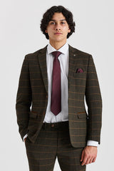 Harris - Blazer in tweed verde a spina di pesce
