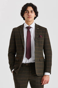 Harris - Blazer in tweed verde a spina di pesce