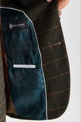 Harris - Blazer in tweed verde a spina di pesce