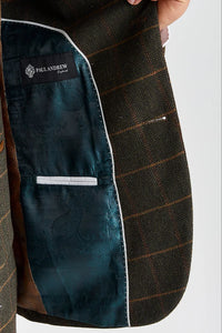Harris - Blazer in tweed verde a spina di pesce