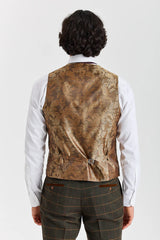 Gilet da uomo Harris in tweed verde a spina di pesce