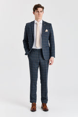 Harris - Abito da uomo a tre pezzi in tweed di misto lana blu navy